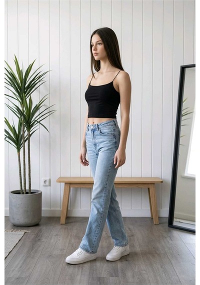 Lirona Kadın Tencel Modal Kumaş İnce İp Askılı Crop Top Body 3'lü Paket Siyah