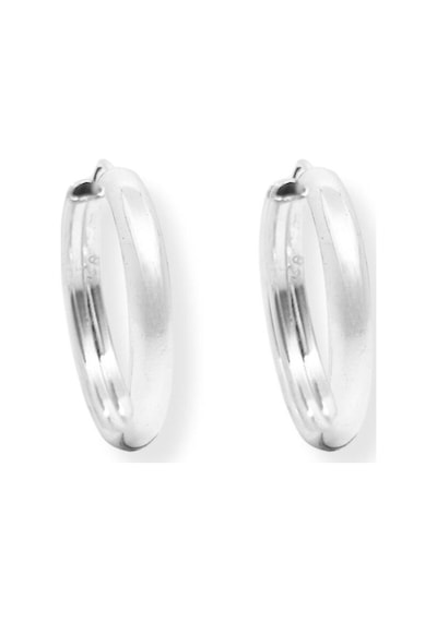 Oya Silver Oval Hatlı Yuvarlak Gümüş Halka Küpe 925 Ayar, 2x2cm-3mm Kalınlık