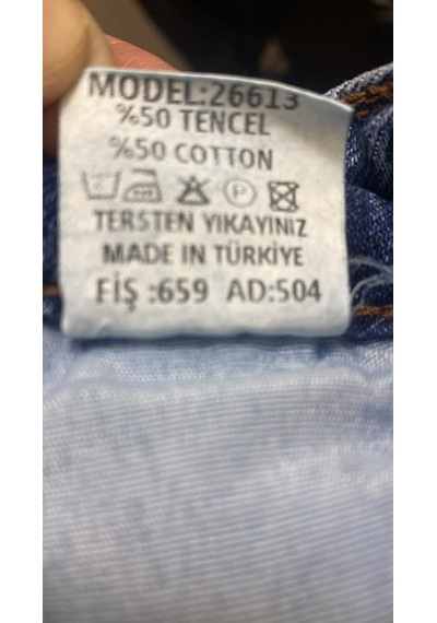 Ymr Moda Mavi Paça Çıtçıt Detaylı Salaş Kadın Jeans Kot Pantolon 26613-24/32