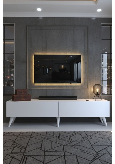 Karnaval Mdf Tv Ünitesi - Mdf-a1-w1003-1 Beyaz Gold