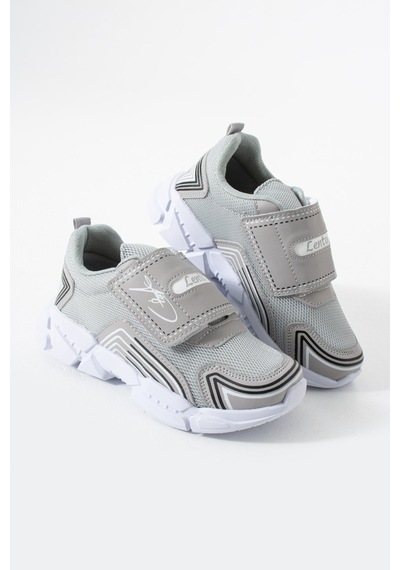 Adımist Çocuk Unisex Rahat Ortopedik Taban Cırtlı Hafif Sneaker Spor Ayakkabı Lento Cırtlı Gri