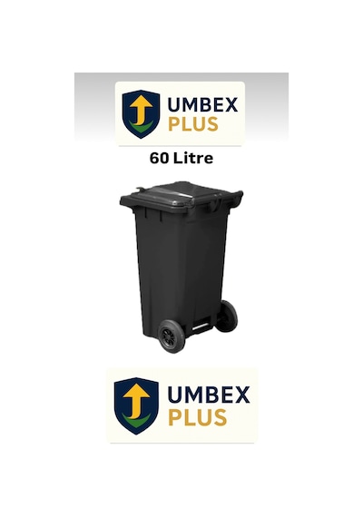 Umbex Plastik Çöp Konteyneri 60 Litre Plastik Konteyner - A Isıya Karşı Dayanıklı Malzeme Siyah
