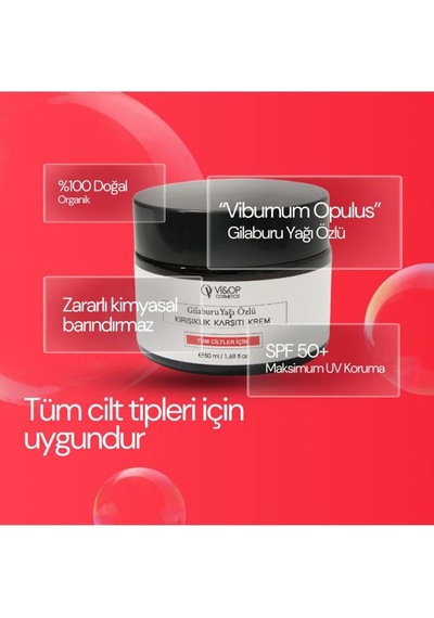 Vi&Op Cosmetics Gilaburu Yağı Özlü Kırışıklık Karşıtı Cilt Bakım Kemi 50 ML
