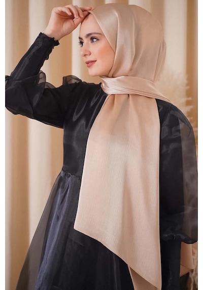 Flora Tekstil Janjan Trend Parlak Saten Dokulu Abiye Şifon Işıl Şal Jan-şal-2510 Gold