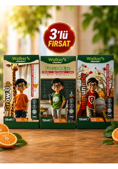 Focus Eye Kids Şurup Sitikolin, Lutein , Beta Glukan - 3'lü