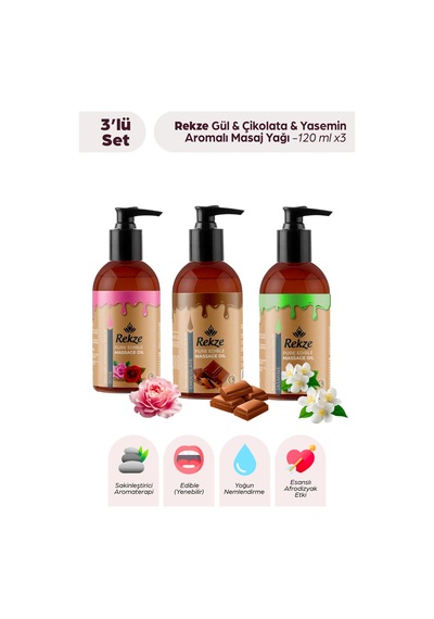 Erotik Masaj Yağı 120 Ml Çikolata + Gül + Yasemin Aromalı, Nemlendirici Ve Su Bazlı - 381142363