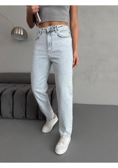 Ara Beden Snow Wash Lycra Mom Jean Mavi+kar Yıkama