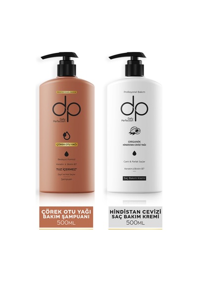 Dp Daily Perfection Şampuan Çörek Otu Yağı 500 ML & Saç Kremi Hindistan Cevizi 500 ML