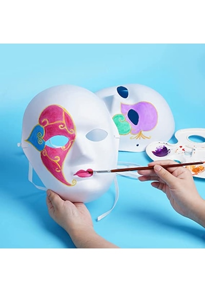 Beyaz Renk Boyanabilir Anonim Tam Yüz Cosplay Maske 24x18 Cm Çok Renkli