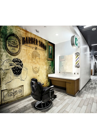 Kuaför - Berber Salonu İçin Özel Tasarım Duvar Kağıdı (397456730)