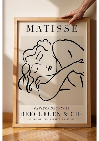 Henri Matisse Uyuyan Kadın Çerçeveli Tablo - Kağıt Kesme Sanatı - Eklektik Tarz Duvar Dekoru