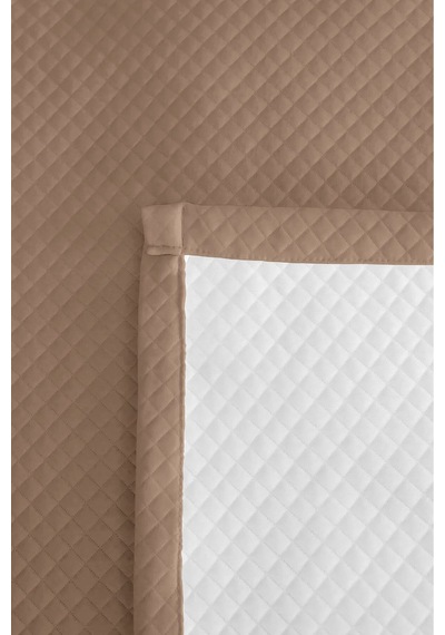 Vizon Kapitone Tek Kişilik Pike Takımı - Minimal Geometrik Bej 160x220 Cm Mevsimlik Yatak Örtüsü Sarı