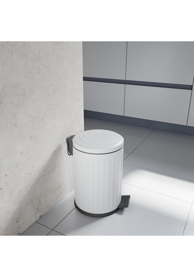 Aqua Bagno Midas Çöp Kovası -pedallı 12 Lt, Beyaz Çok Renkli