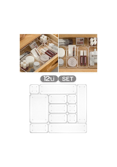 Meleni Home 12 Parça Vip Modüler Kozmetik Takı Makyaj Organizer - Çekmece Içi Düzenleyici