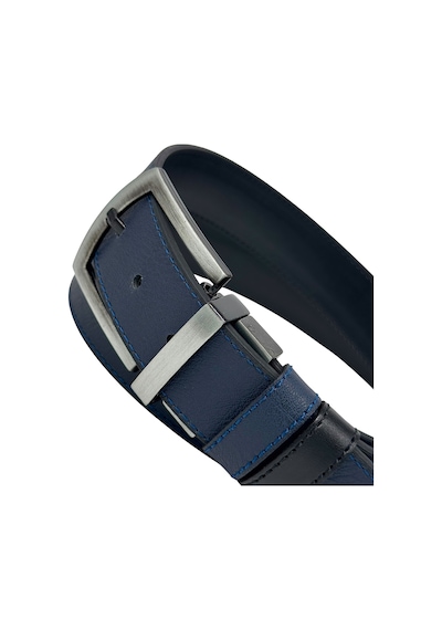 Süzer Deri 4 Cm. Çift Taraflı Spor Model Suni Deri Unisex Kot Kemer Lacivert/siyah Lacivert