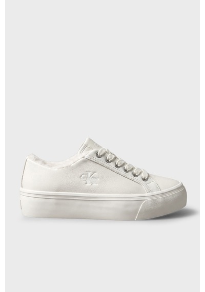Calvin Klein Logolu İçi Kürklü Deri Sneaker Ayakkabı Hw0hw03235ybj Kadın Ayakkabı Hw0hw03235 Ybj Krem