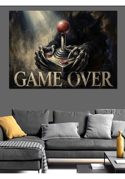 Game Over Klasik Atari Konsolu Dekoratif Kanvas - Mdf Ahşap Tablo
