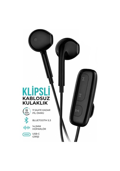 Yaka Klipsli Bluetooth Kulaklık Tws Mikrofonlu Kablosuz Boyun Asmalı