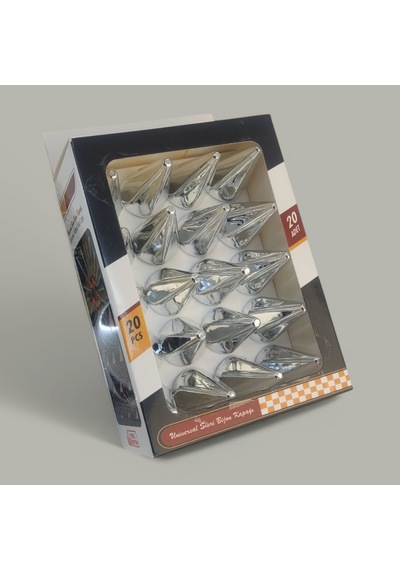 19mm Sivri Parlak Gümüş Bijon Kapağı 20li Set