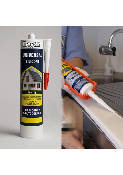 6 Adet Universal Silikon Genel Amaçlı 280 Ml İç Dış Mekan Su Geçirmez Sızdırmazlık Beyaz