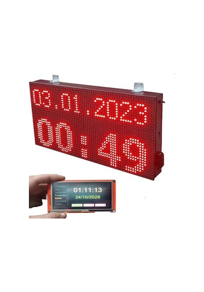 Dokunmatik Ekran Kumandalı Ayarlı Fabrika Atölye Saati Alarmlı Kasa Ölçüsü 32x64 Cm Çok Renkli