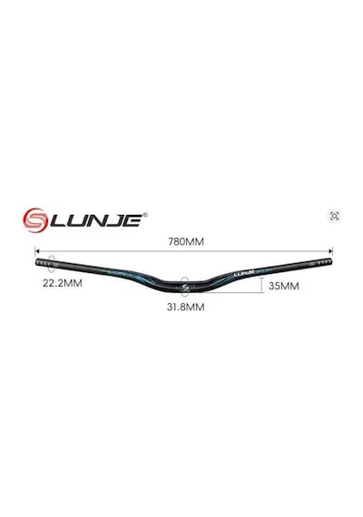 Lunje 78 Cm 35 Rise Açılı Alüminyum 31,8mm Mtb Freeride Gidon Bisiklet Gidonu Direksiyonu Siyah