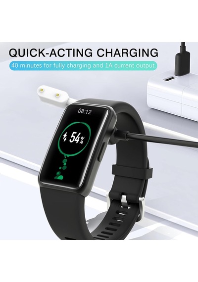 Caseonn Huawei Watch Fit Manyetik Usb Hızlı Şarj Kablosu Beyaz