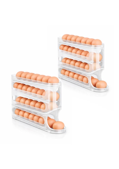 Microcase Abs Plastik Dolapiçi Yuvarlanır Tip Yumurta Organizer Ve Standı 2 Adet Al5452 Siyah
