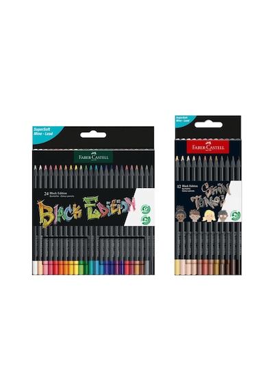 Faber Castell Black Edition 24 Renk Kuru Boya Ve 12 Renk Skin Tones İkisi Birarada Set Çok Renkli