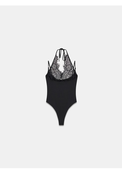 DİLVİN 32837 Dantel Detaylı Bodysuit-siyah
