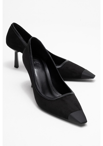 Luvishoes Luvi Shoes Rona Siyah Süet Mat Burunlu Kadın Topuklu Ayakkabı SIYAH SUET