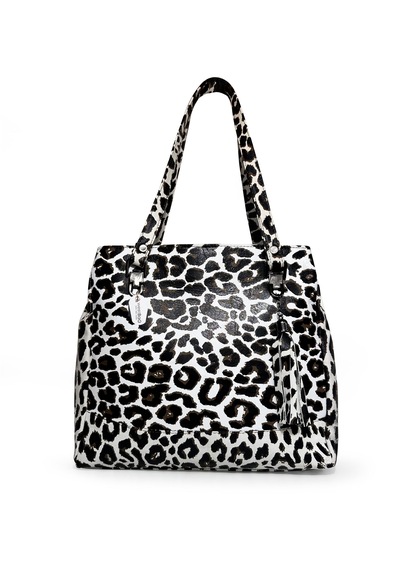 Westbag Kadın Siyah Hakiki Deri Tokalı Çift Bölmeli El Ve Omuz Çantası Leopar