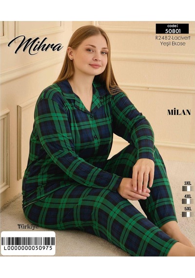 Mihra Kadın Milan Büyük Beden Gömlek Yaka Uzun Kol İnce Pijama Takımı 50801l- 1 Adet Lacivert Mihra Kadın Milan Büyük Beden Gömlek Yaka Uzun Kol İnce Pijama Takımı 50801l- 1 Adet Lacivert