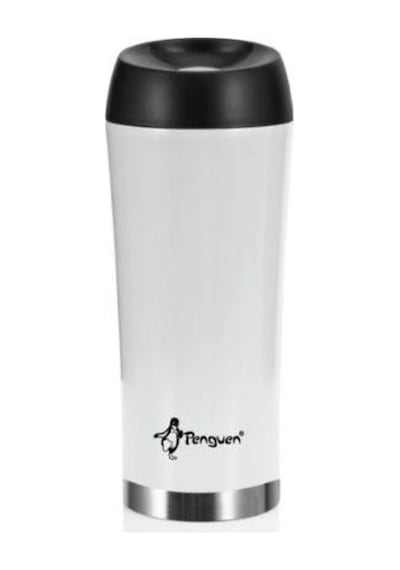 Kahve Kupası İçi Dışı Çelik Çift Katlı Termos Mug 400 Ml - Beyaz