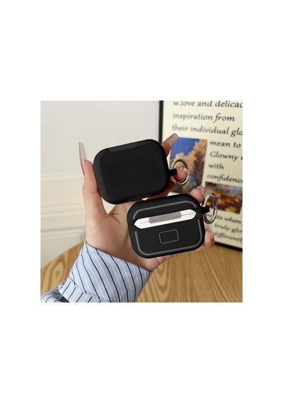 Apple Uyumlu Airpods Pro/pro 2.nesil Kılıf Stand Özellikli Aynalı Kapak Siyah