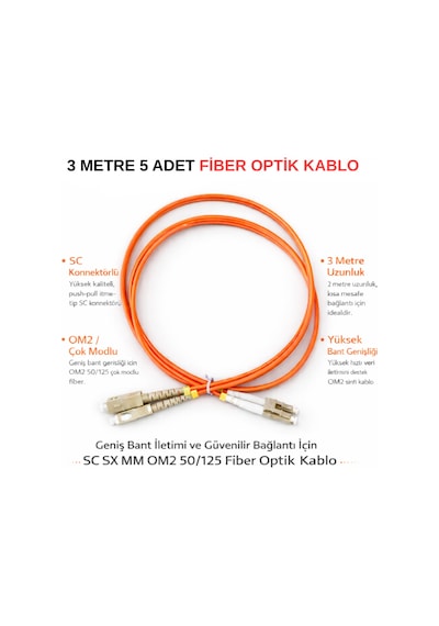 3 Metre Sc-lc Mm Om2 50/125 Dx Patch Kablo Patch Cord 5 Adet