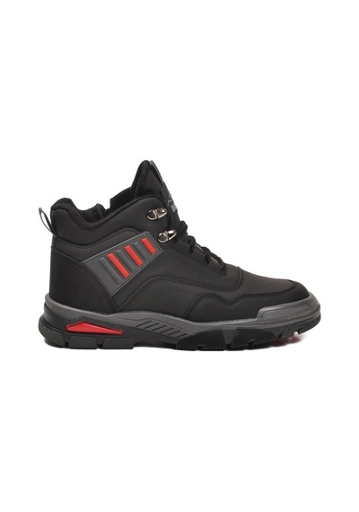 Siyah Kırmızı Kaymaz Taban Fermuarlı Unisex Outdoor Bot 444 G Siyah-kırmızı