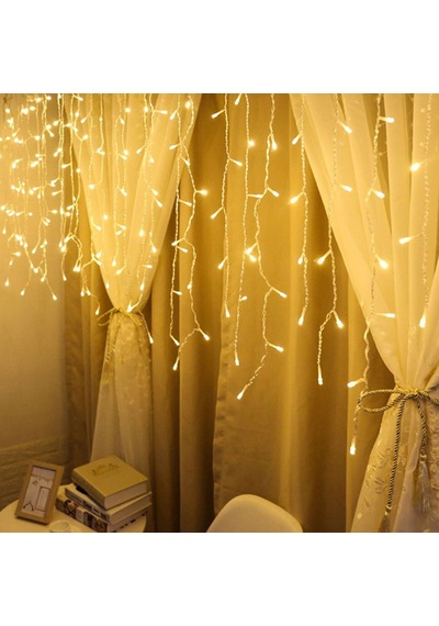 8 Fonksiyonlu 16 Saçaklı Perde Led 3 X 1 Günışığı 5570 Çok Renkli