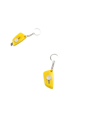 Sarı Renk Minik Maket Bıçağı Anahtarlık 1 Adet Ebat: 5,5 Cm X 2,9 Cm, Bıçak Boyut: 0,9 Cm X 0,9 Cm