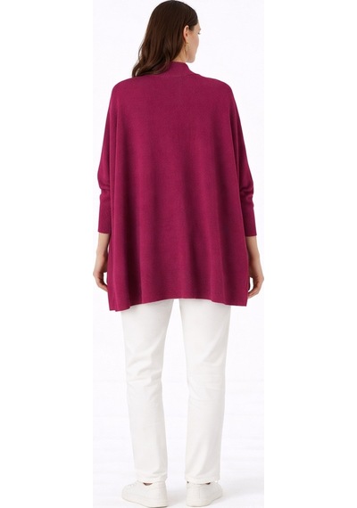 Onno Style Women Düz Triko Standart Panço Bordo