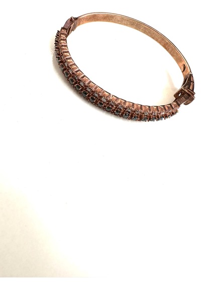 Otantik Oniks Ve Zirkon Taşlı Kilitli Gümüş Bileklik 925 Ayar