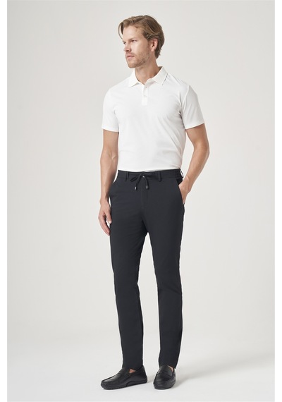 İmza Lacivert Yan Cep Kendinden Desenli Gofreli Jogger Slim Fit Esnek Pantolon 1003260177