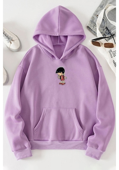 Uyguntarz Unisex Chen Üzümlü Kekim Baskılı Sweatshirt Lila