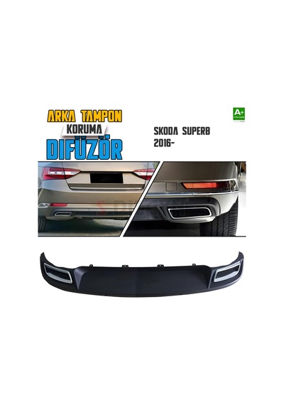 S-dizayn Skoda Superb Arka Tampon Difüzör Egzozlu Oem Stil 2016 Üzeri A+ Kalite