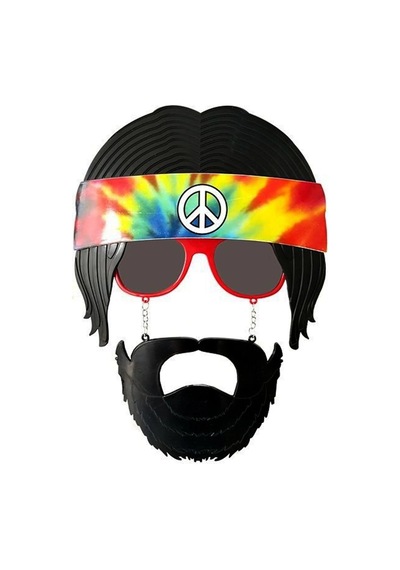 Mey İthalat Siyah Saçlı Bandana Tasarımlı Hippi Parti Gözlüğü 26x18 Cm "
