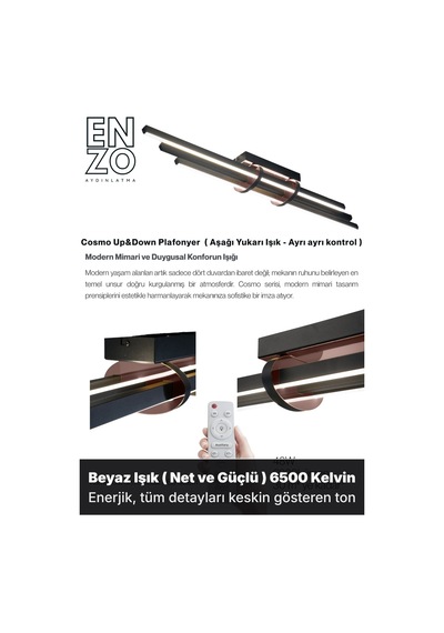 Cosmo Rose Gold Led Tavan Avize Kumandalı Dim Edilebilir Yukarı & Aşağı Işık Beyaz Işık