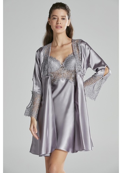 Pierre Cardin Saten Gecelik Sabahlık Pijama Takım Şort Takım 6'lı Gelin Çeyiz Seti - 6625 001