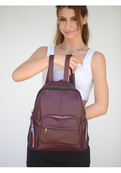Jara Bag Frida Kadın Sırt Çantası Şık, Yumuşak Dokulu Ve 5 Bölmeli Bordo