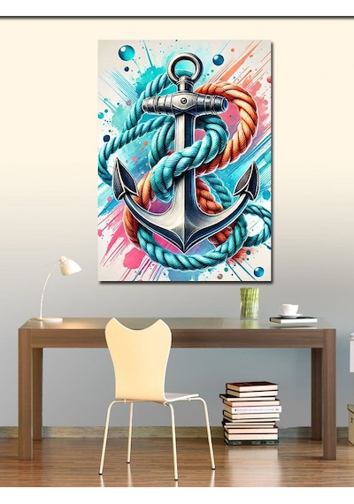 Kanvas Tablo Çapa Ve Deniz Motifi 100cmx140cm