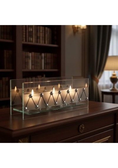 Cam Dekoratif Zikzak Tasarımlı Şamdan 20x9 Cm Tealight Ve Banyo Düzenleyici Modern Ev Ofis Masaüstü Aksesuar Çok Renkli